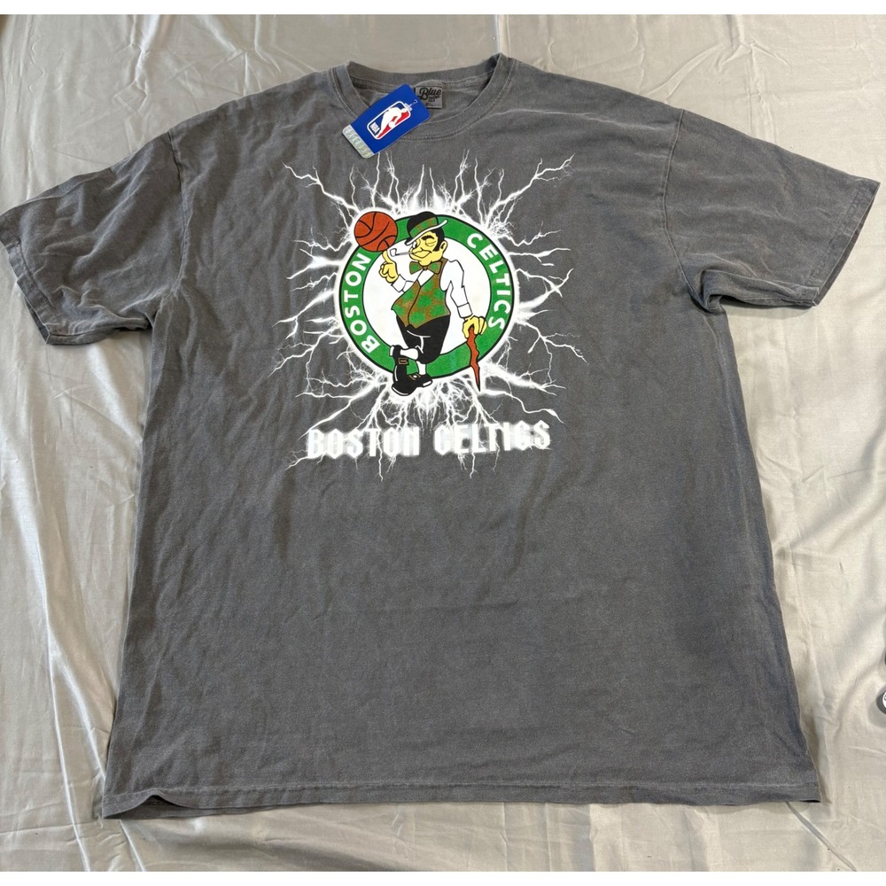 Blue 84 Boston Celtics NBA Lightning Graphic T-Shirt Mens XL Charcoal Grey New